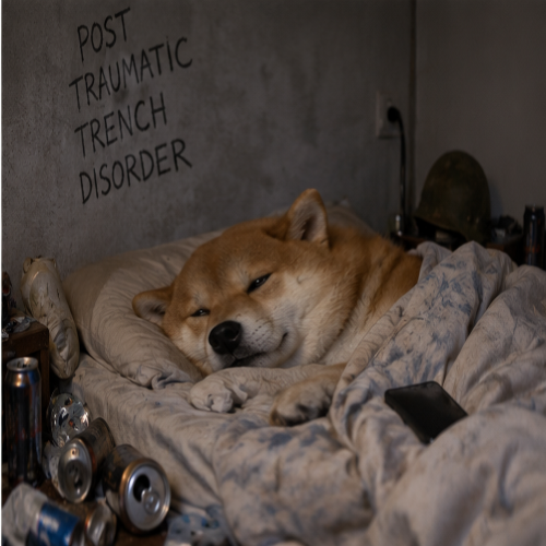 Shiba Inu lying in bed after an exhausting day